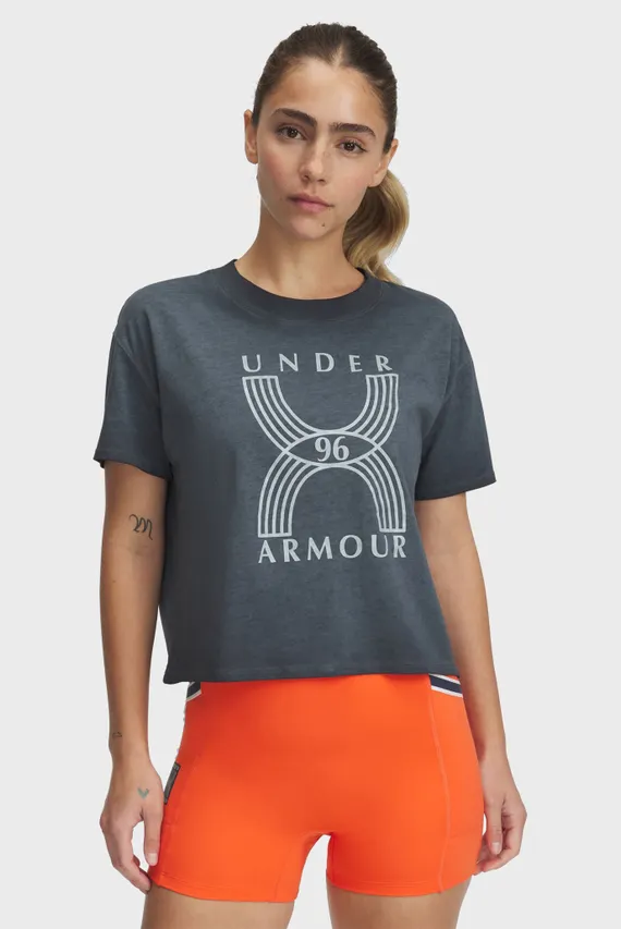 Женская Черная Футболка UA Run 96 Graphic SS Under Armour