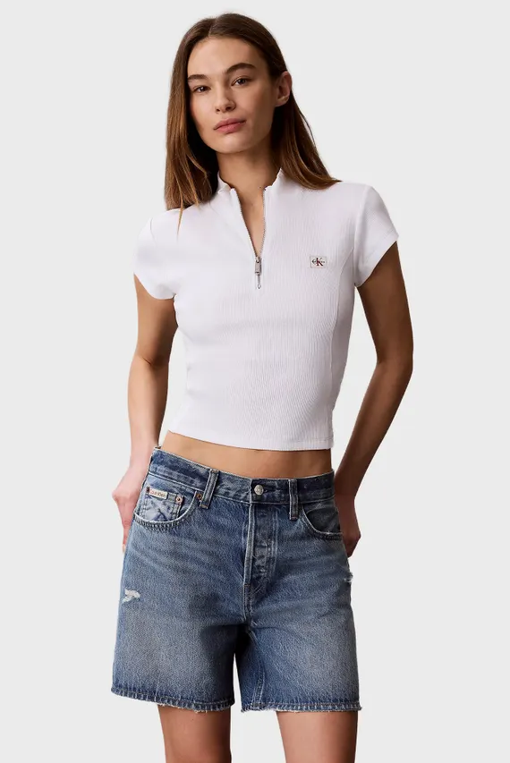 Tricou/SS WOVEN LABEL 2X2 BABY RIB ZIP Calvin Klein Jeans