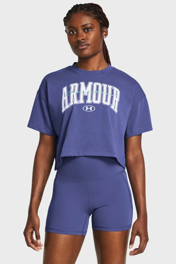 Tricou Albastru Pentru femei UA HW SCRIPTED WM CROP SS Under Armour
