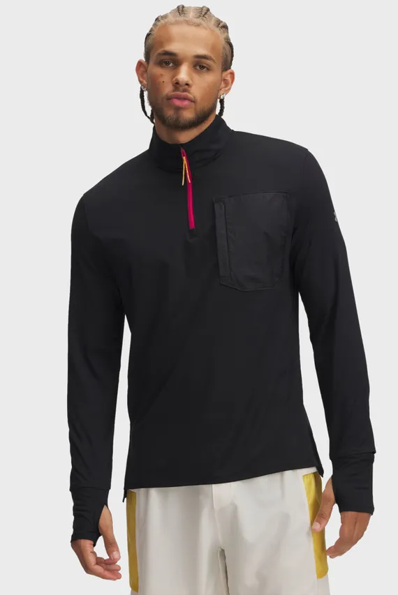 Tricou cu mânecă lungă Negru Pentru bărbați UA TRAIL RUN QUARTER ZIP Under Armour