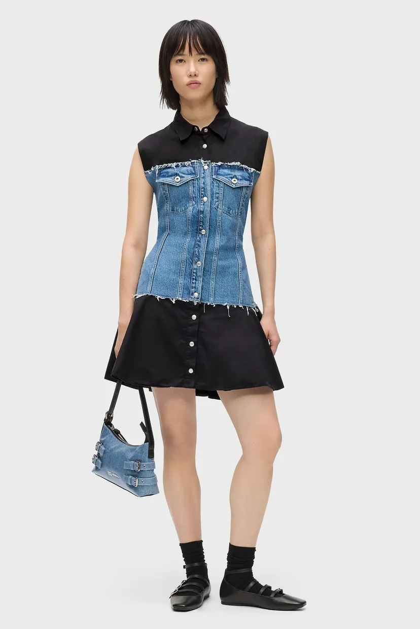 Rochie/KLJ MIXED MATERIAL DRESS 4