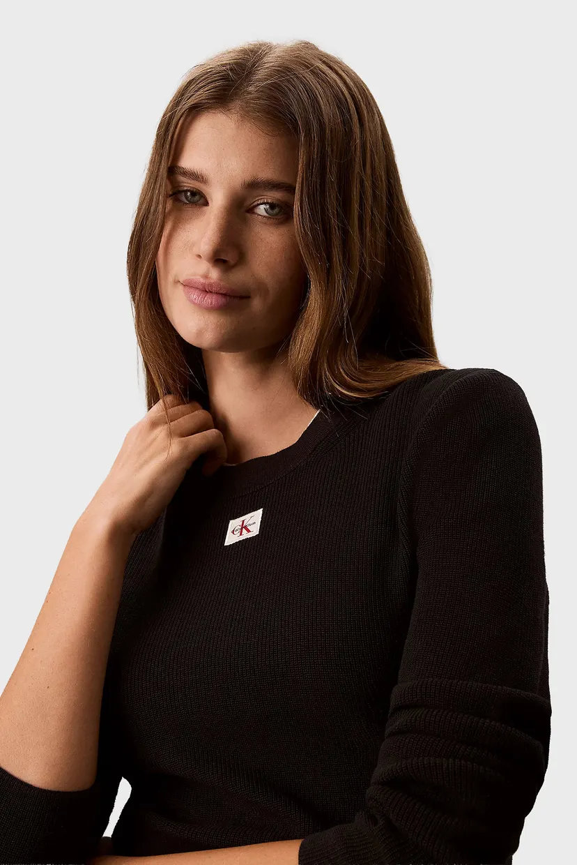 Pulover/WOVEN LABEL LS CREW NECK 4