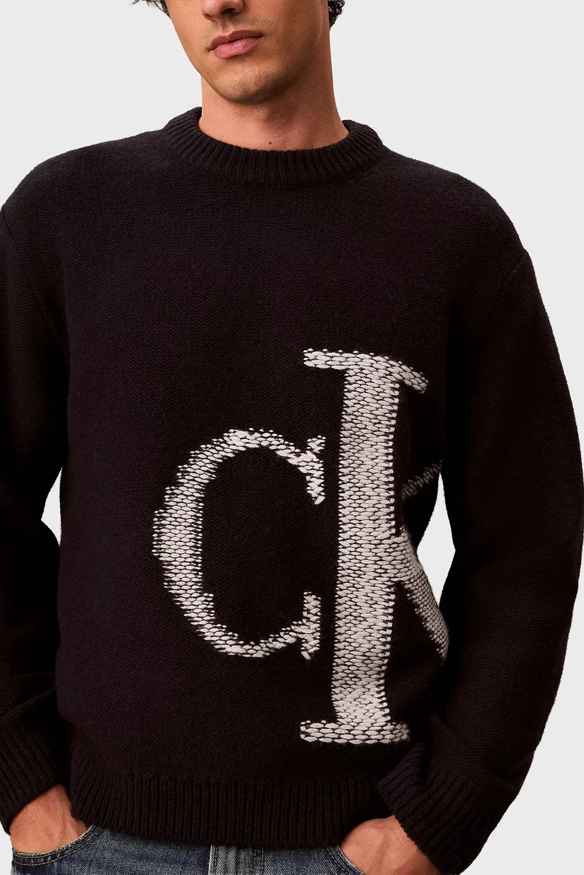Свитер/LS LAMBSWOOL BLEND MONOGRAM CREW 5