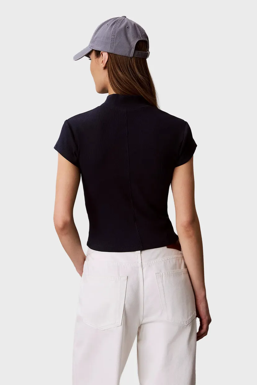Tricou/SS WOVEN LABEL 2X2 BABY RIB ZIP 3