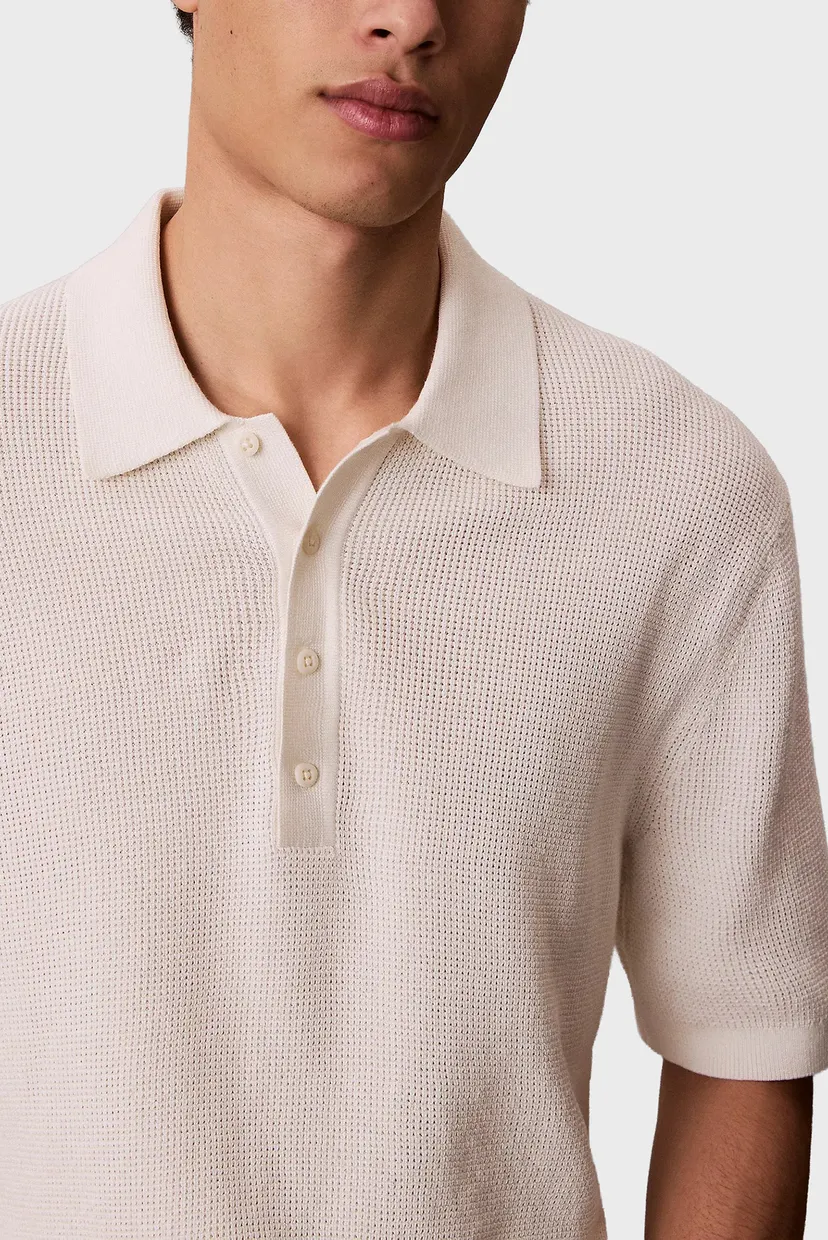 Polo/SS COTTON WAFFLE POLO COLLARSWTR 4