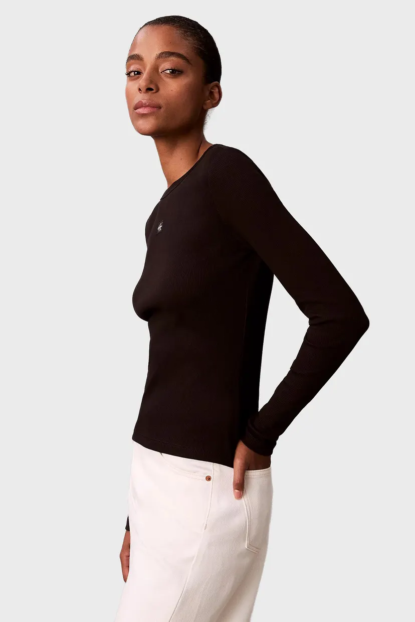 Лонгслив/LS WOVEN LABEL 2X2 RIB CREW TOP 3