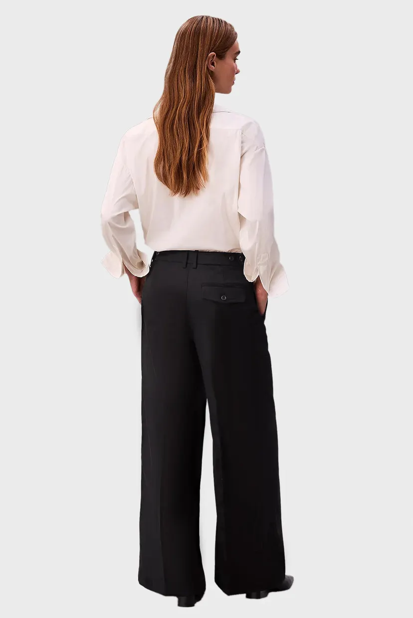 Pantaloni/Wool Gaberdine Wide Leg Trouser 4