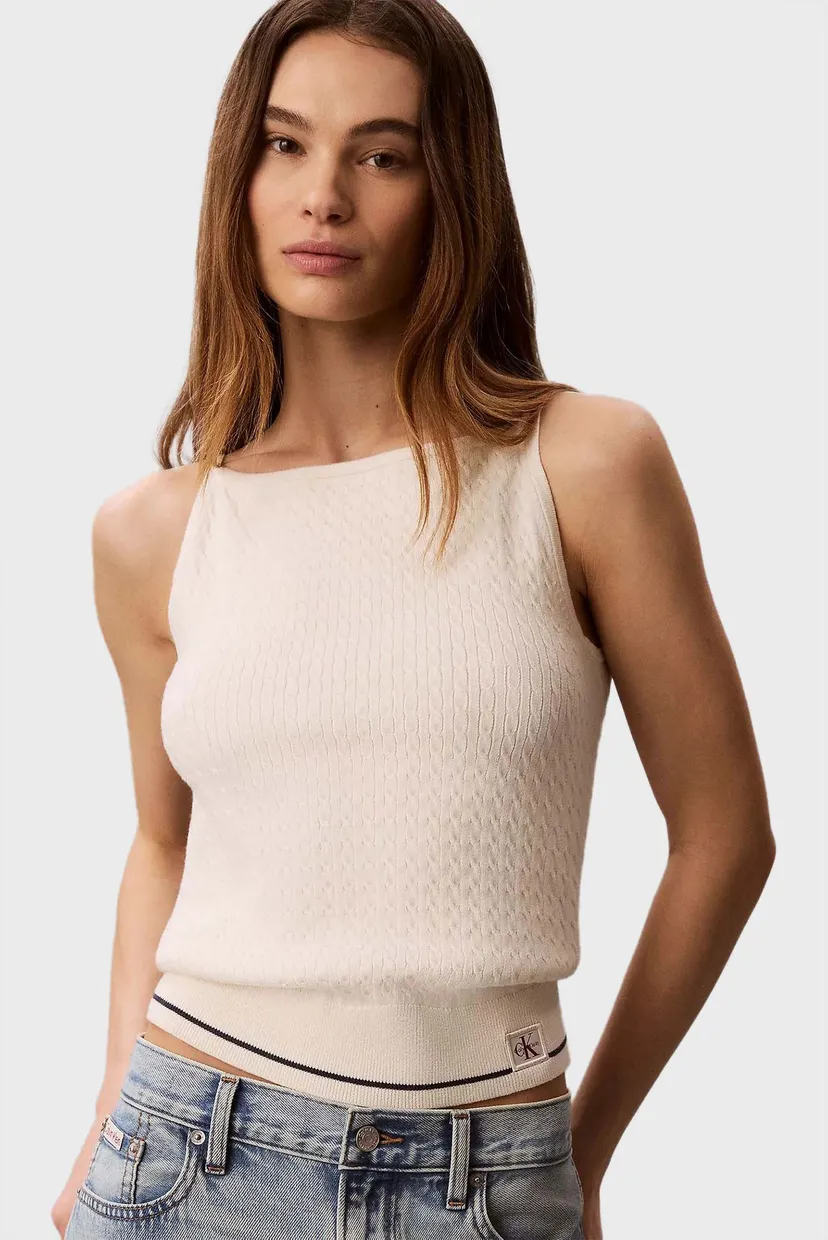 Майка/SL SLIM WOVEN LABEL CABLE TANK 4