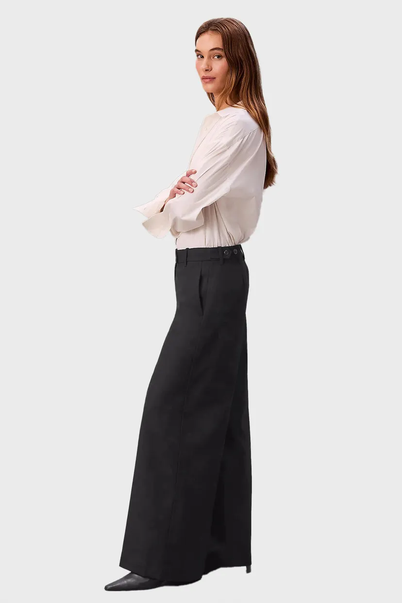 Pantaloni/Wool Gaberdine Wide Leg Trouser 3