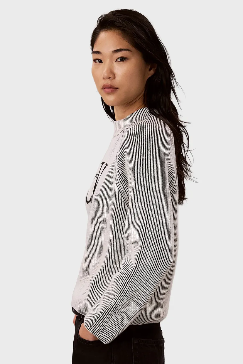 Pulover/BICOLOR RIB MOCK NECK LOGO SWEAT 3