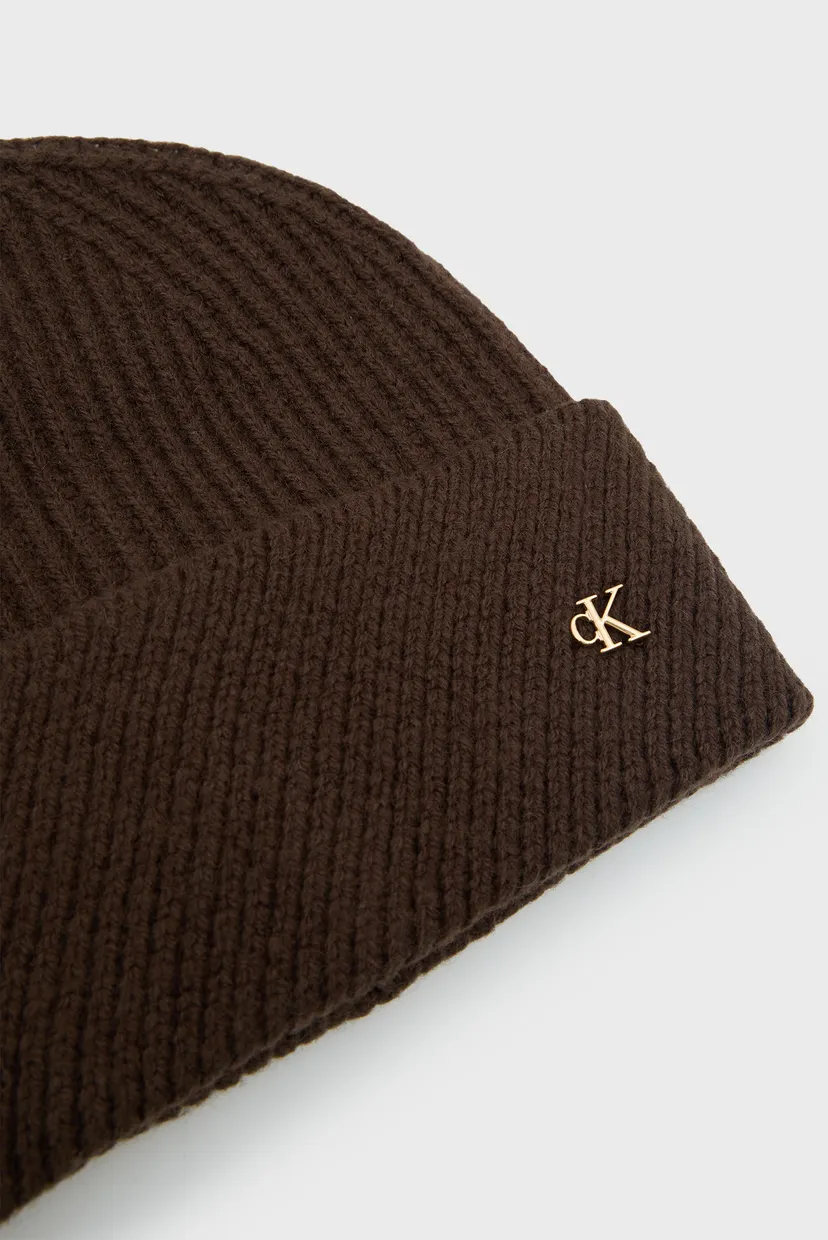 Capac/CK METAL WOOL SLANTED RIB BEANIE 3