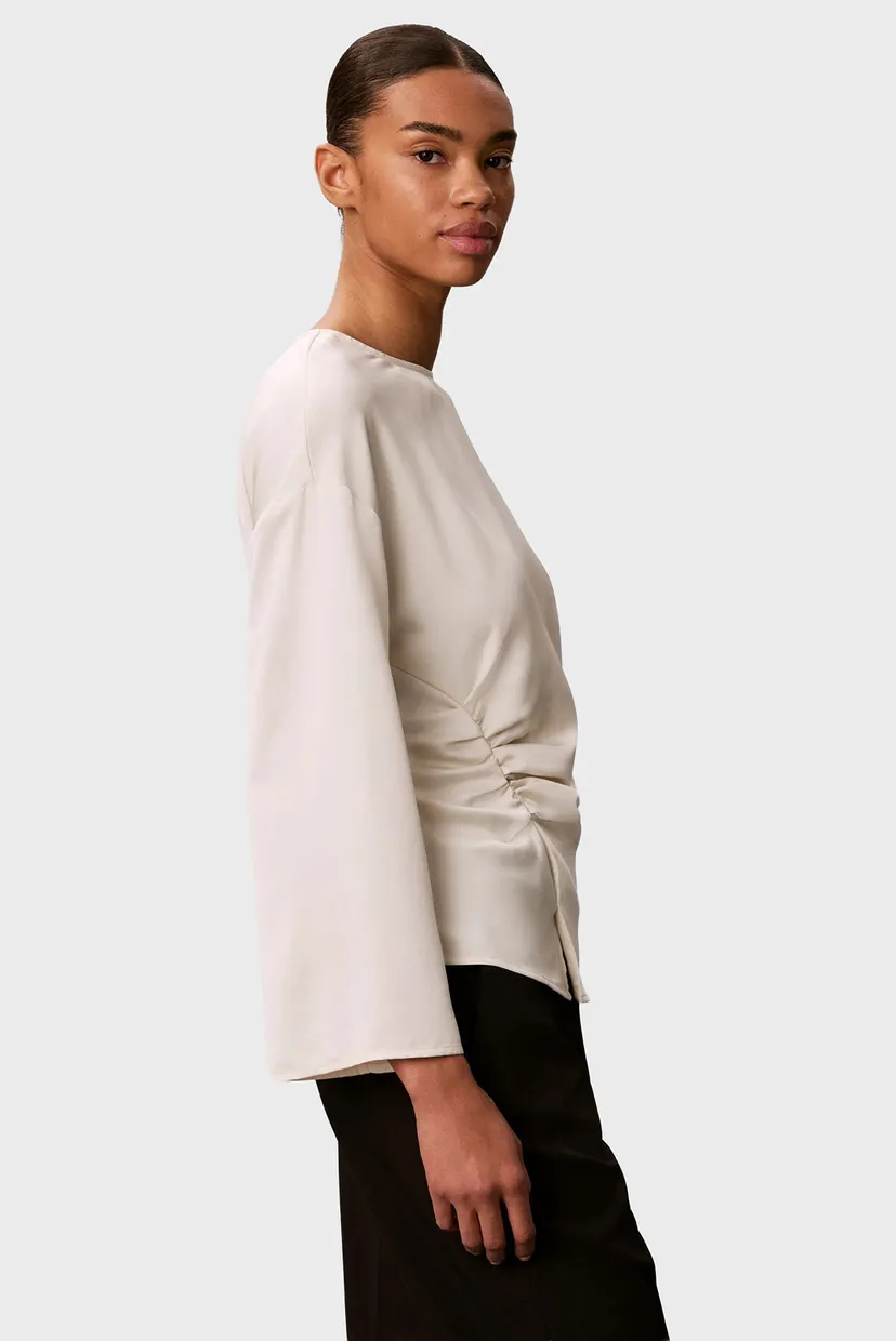 Top/MATTE SATIN LS RUCHED TOP 3