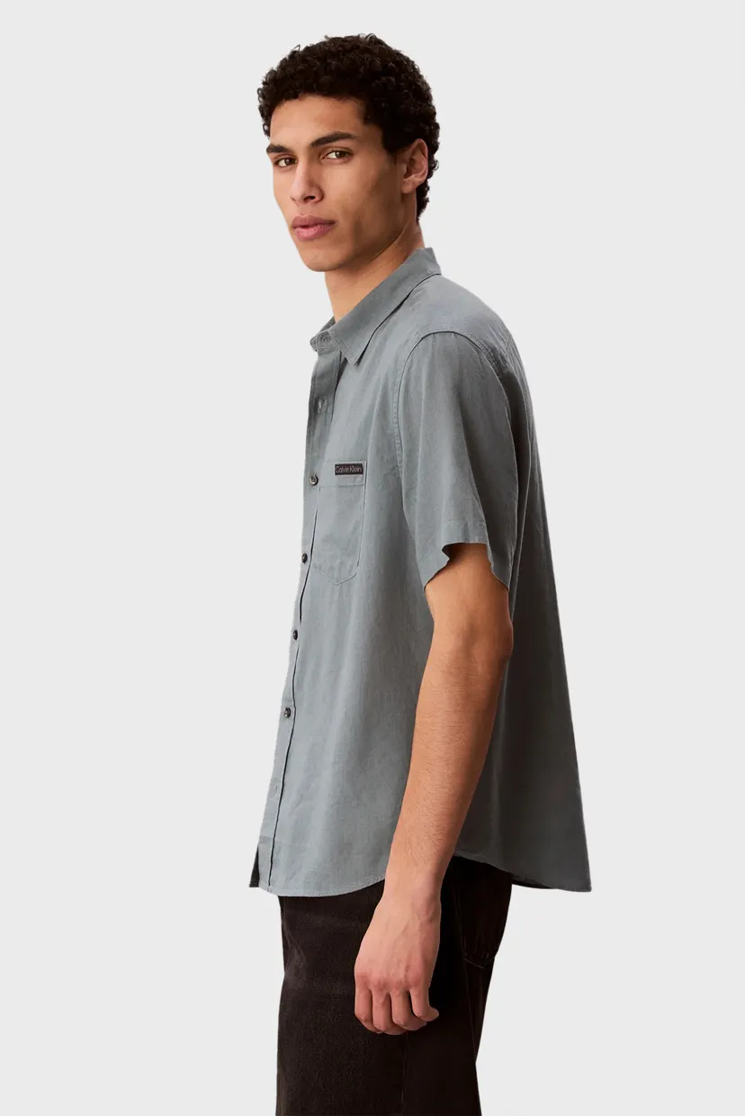 Cămașă cu mâneci scurte/SS SOLID CAUSAL LINEN CLASSIC SH 3