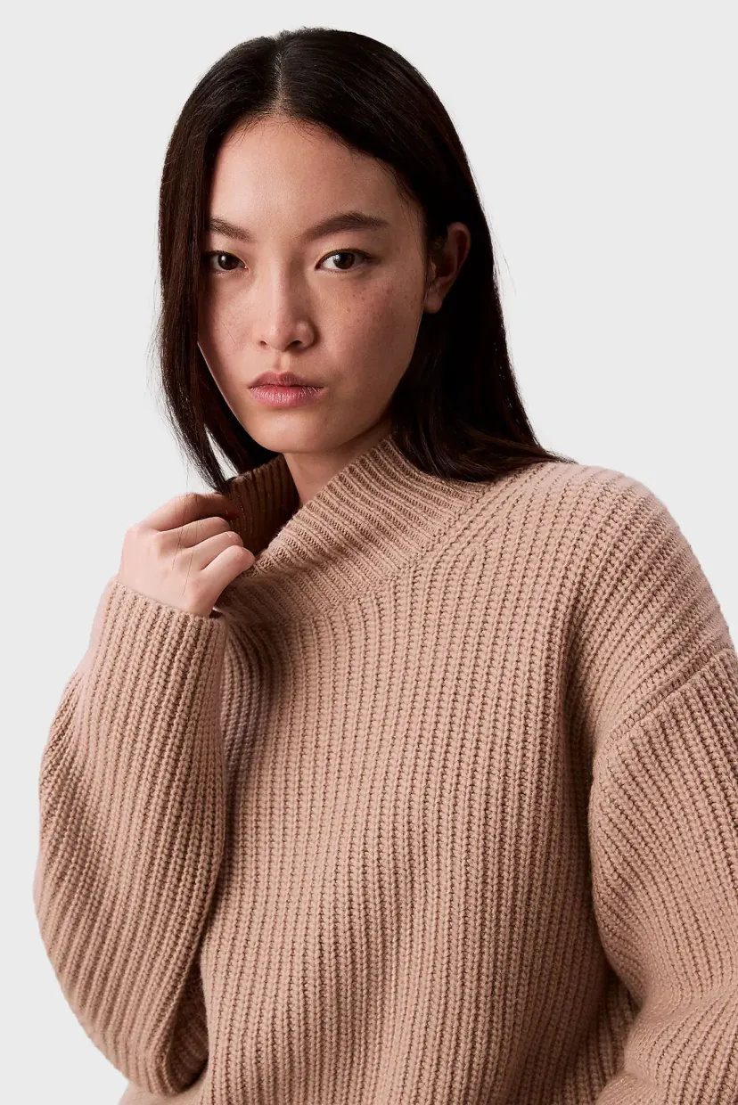 Гольф/Chunky Wool Blend T Neck Sweater 5