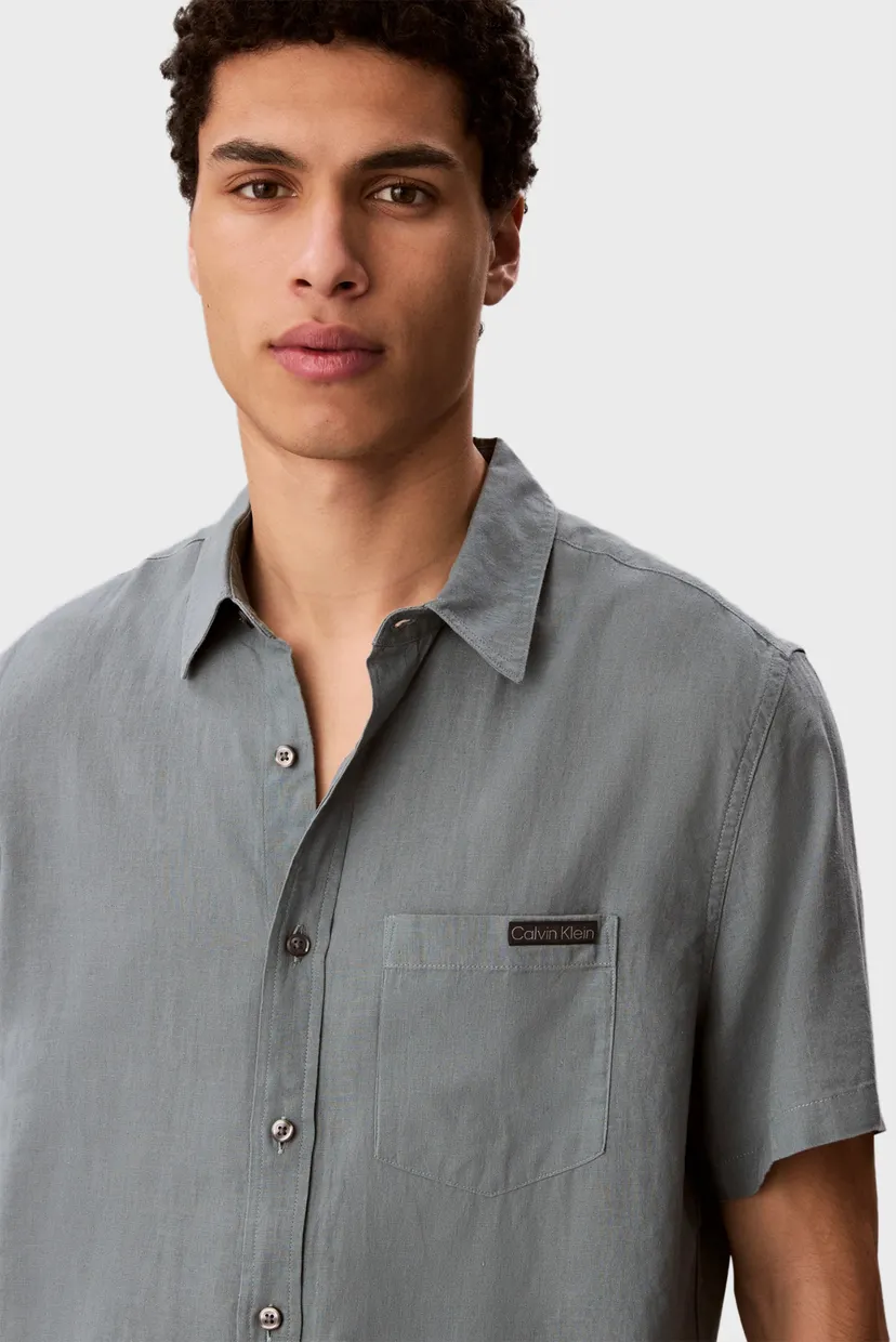 Cămașă cu mâneci scurte/SS SOLID CAUSAL LINEN CLASSIC SH 5