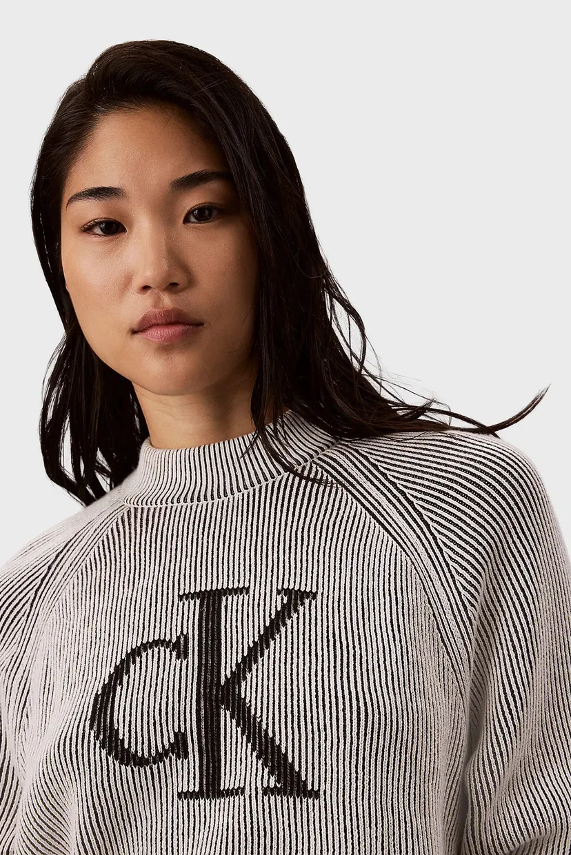 Pulover/BICOLOR RIB MOCK NECK LOGO SWEAT 5