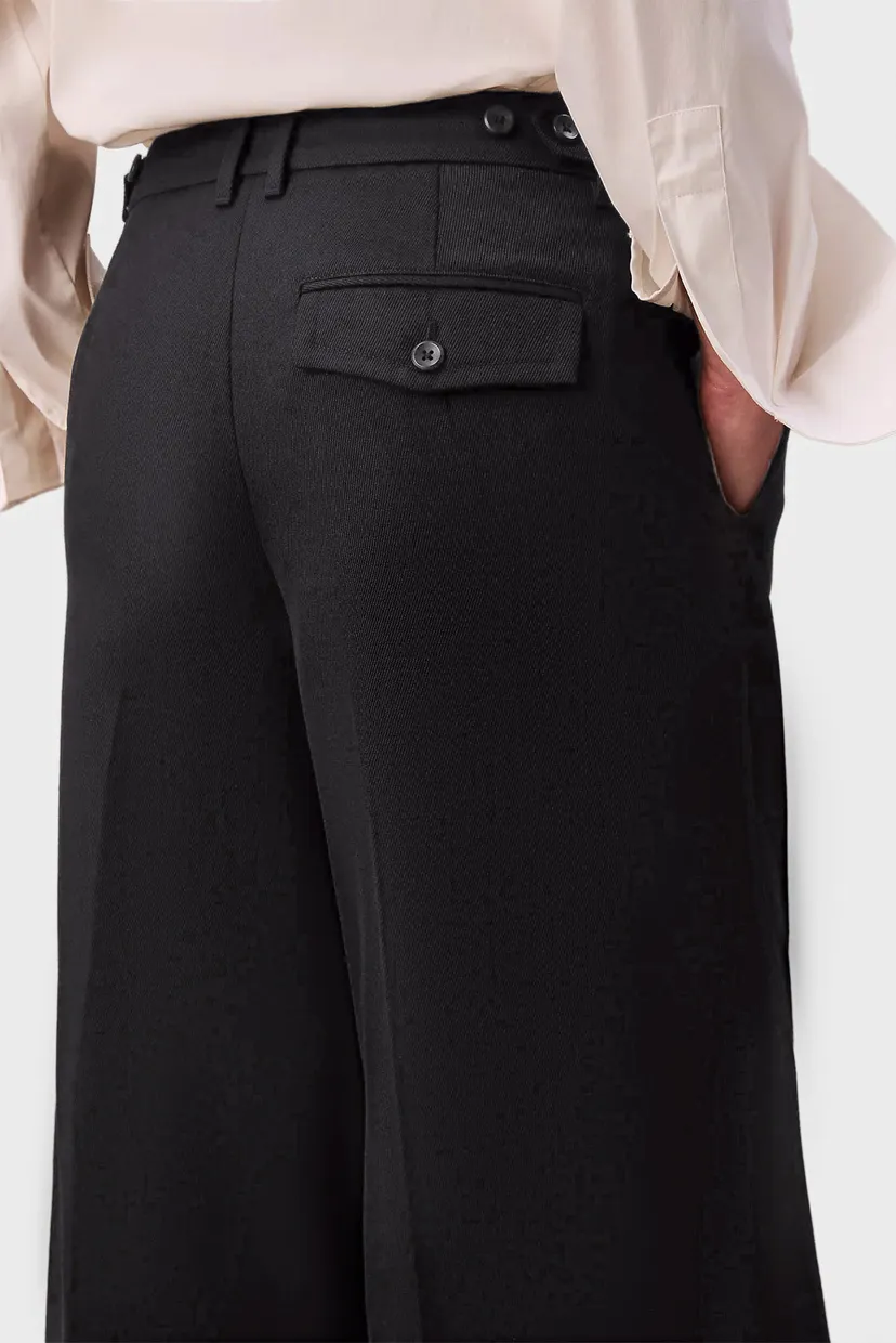 Pantaloni/Wool Gaberdine Wide Leg Trouser 5