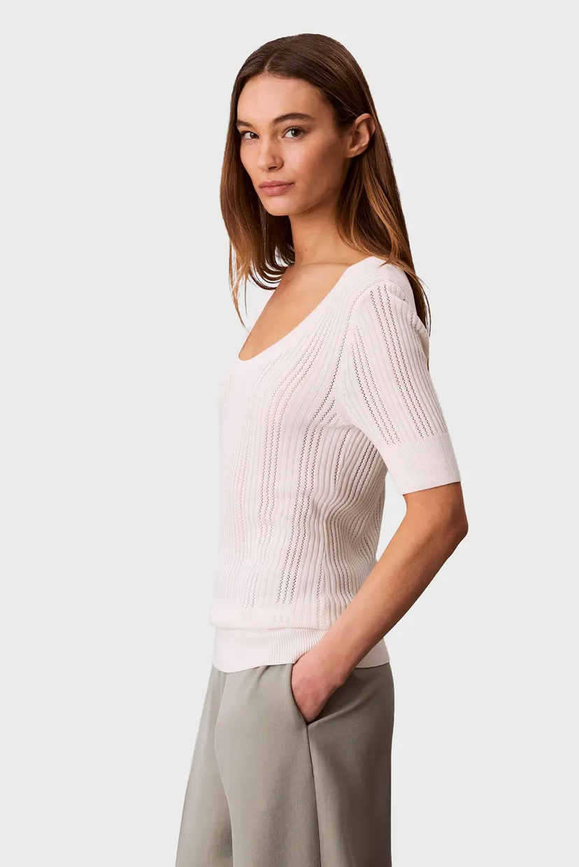 Top/FINE GAUGE VISCOSE POINTELLE SS 3