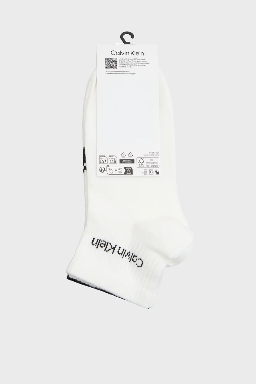 Носки/CK MEN QUARTER 2P LOGO STRIPE 3