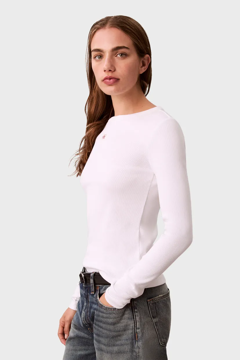Лонгслив/LS WOVEN LABEL 2X2 RIB CREW TOP 3