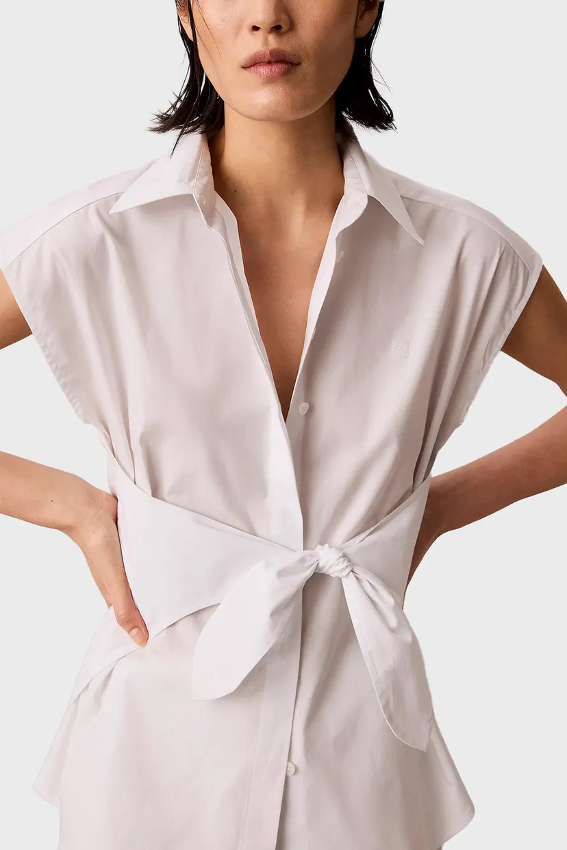 Топ/COTTON POPLIN SL TIE SHIRT 4