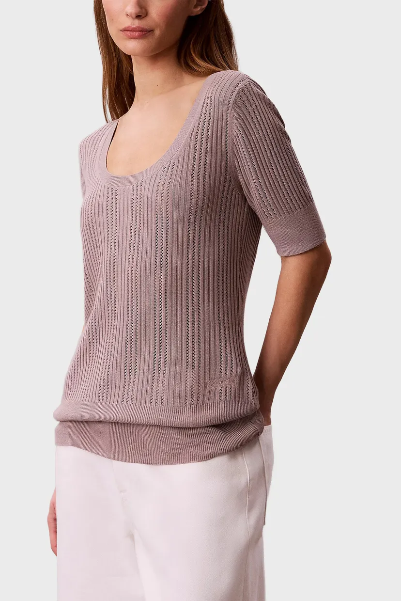 Top/FINE GAUGE VISCOSE POINTELLE SS 3