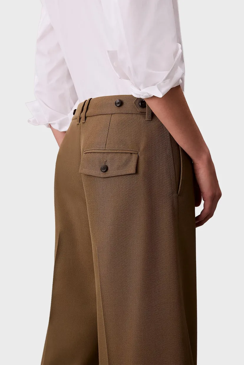 Pantaloni/Wool Gaberdine Wide Leg Trouser 5