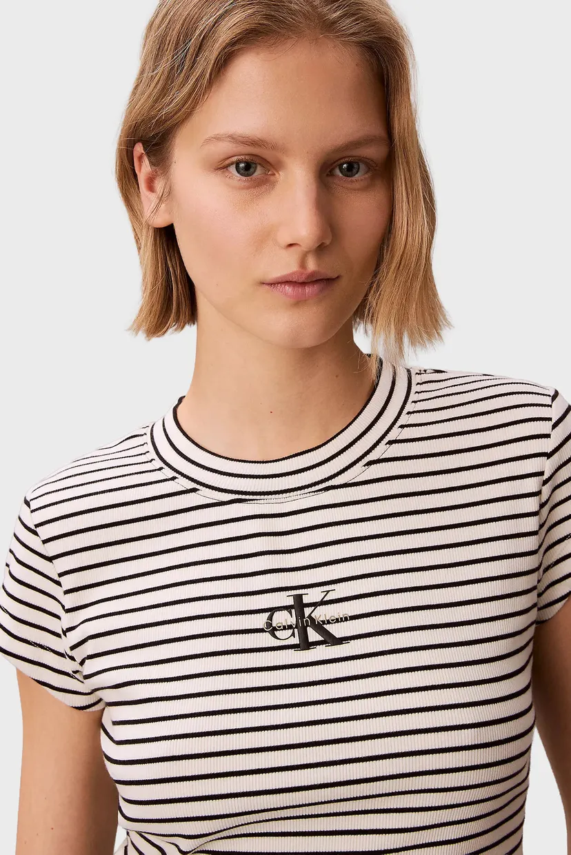 Футболка/STRIPED MONOLOGO BABY RIB TEE 4