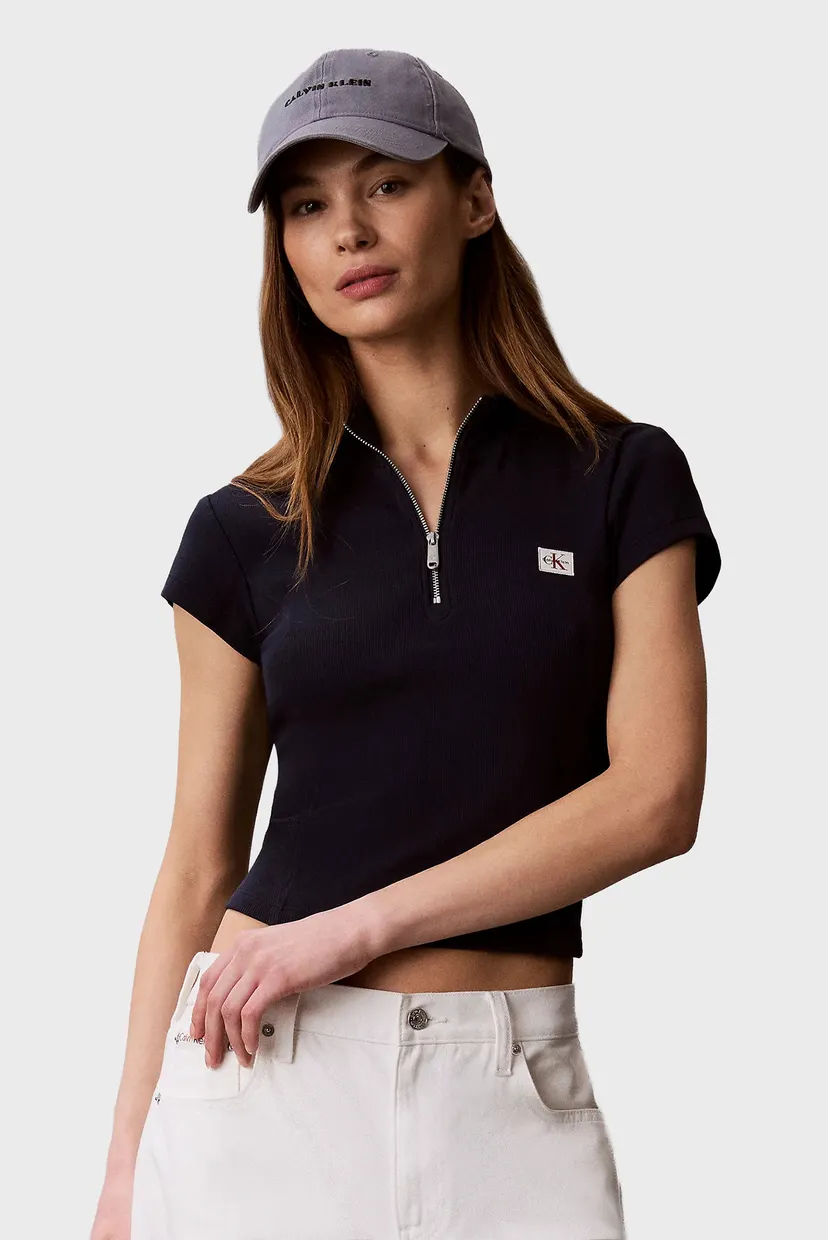 Tricou/SS WOVEN LABEL 2X2 BABY RIB ZIP 5