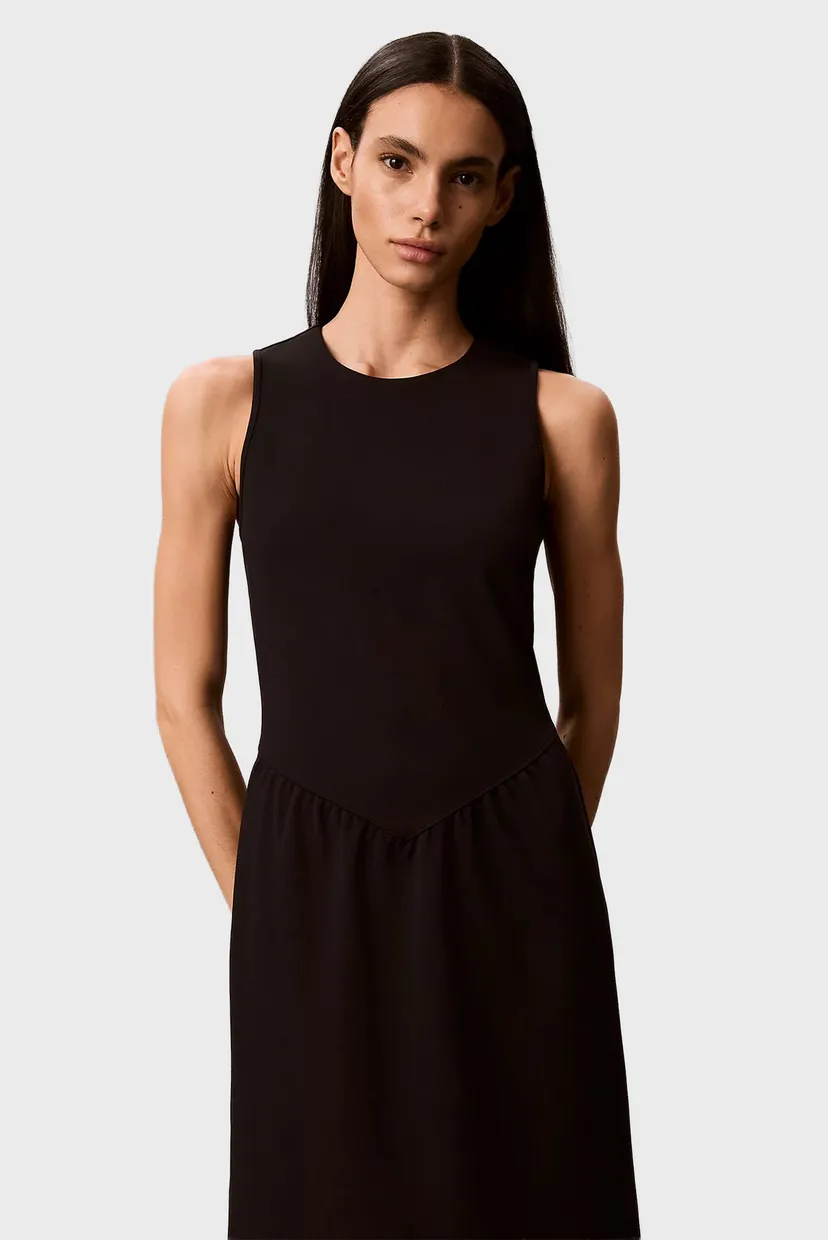 Rochie/SL INTERLOCK CREW NK FLARE MIDI 3