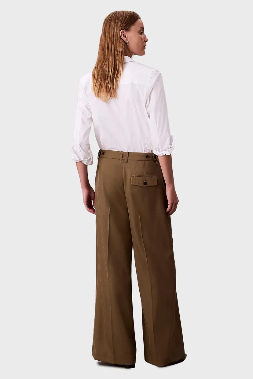 Pantaloni/Wool Gaberdine Wide Leg Trouser 4