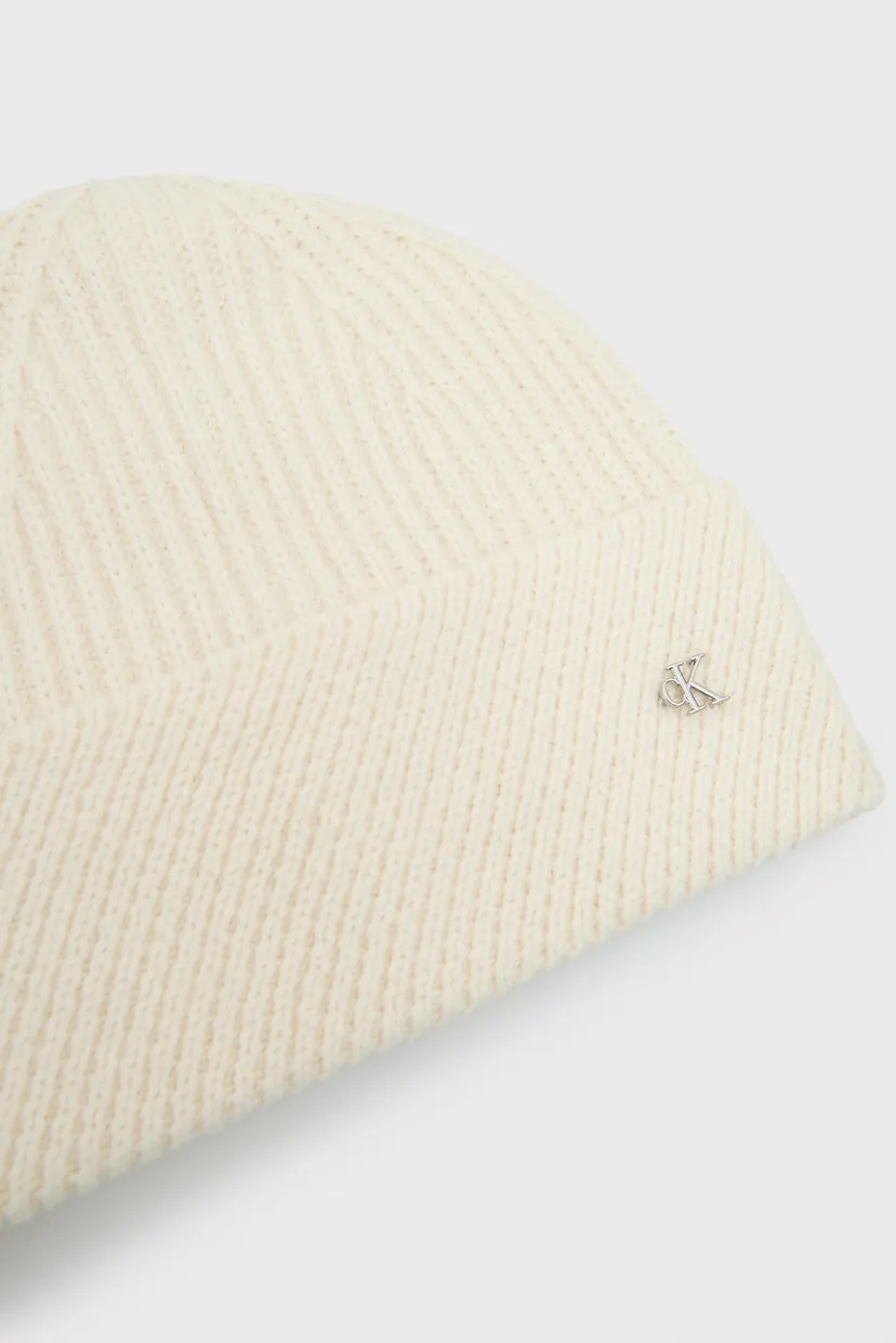 Capac/CK METAL WOOL SLANTED RIB BEANIE 3