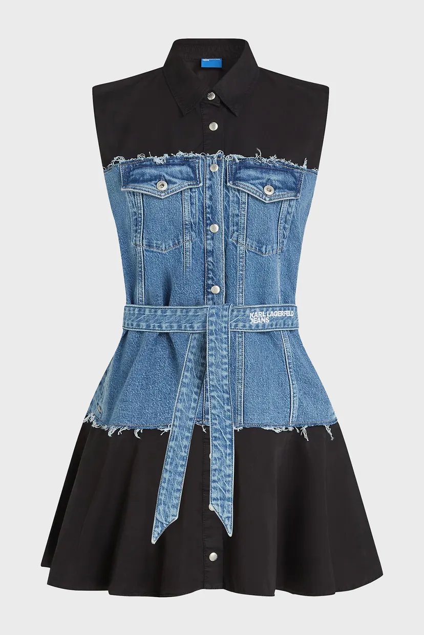 Rochie/KLJ MIXED MATERIAL DRESS 5