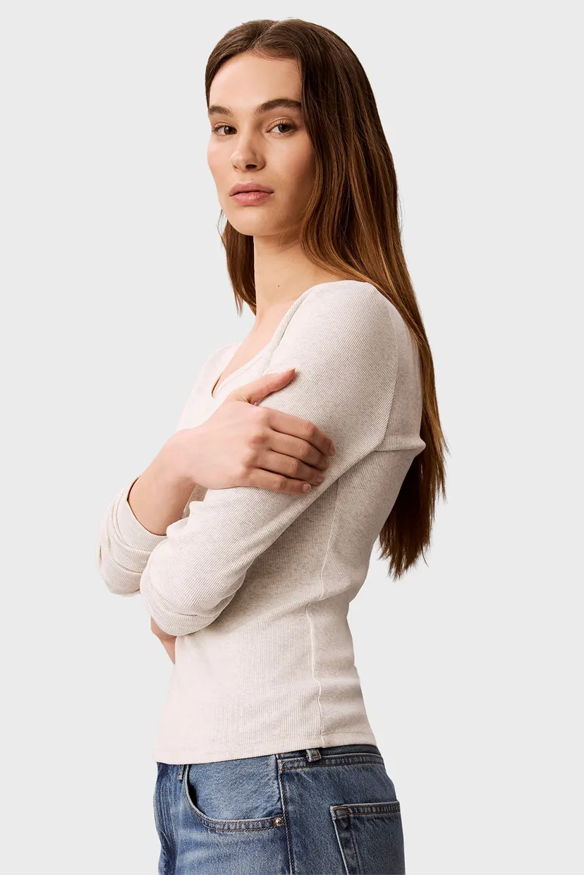 Лонгслив/LS WOVEN LABEL 2X2 BABY RIB SCOO 3