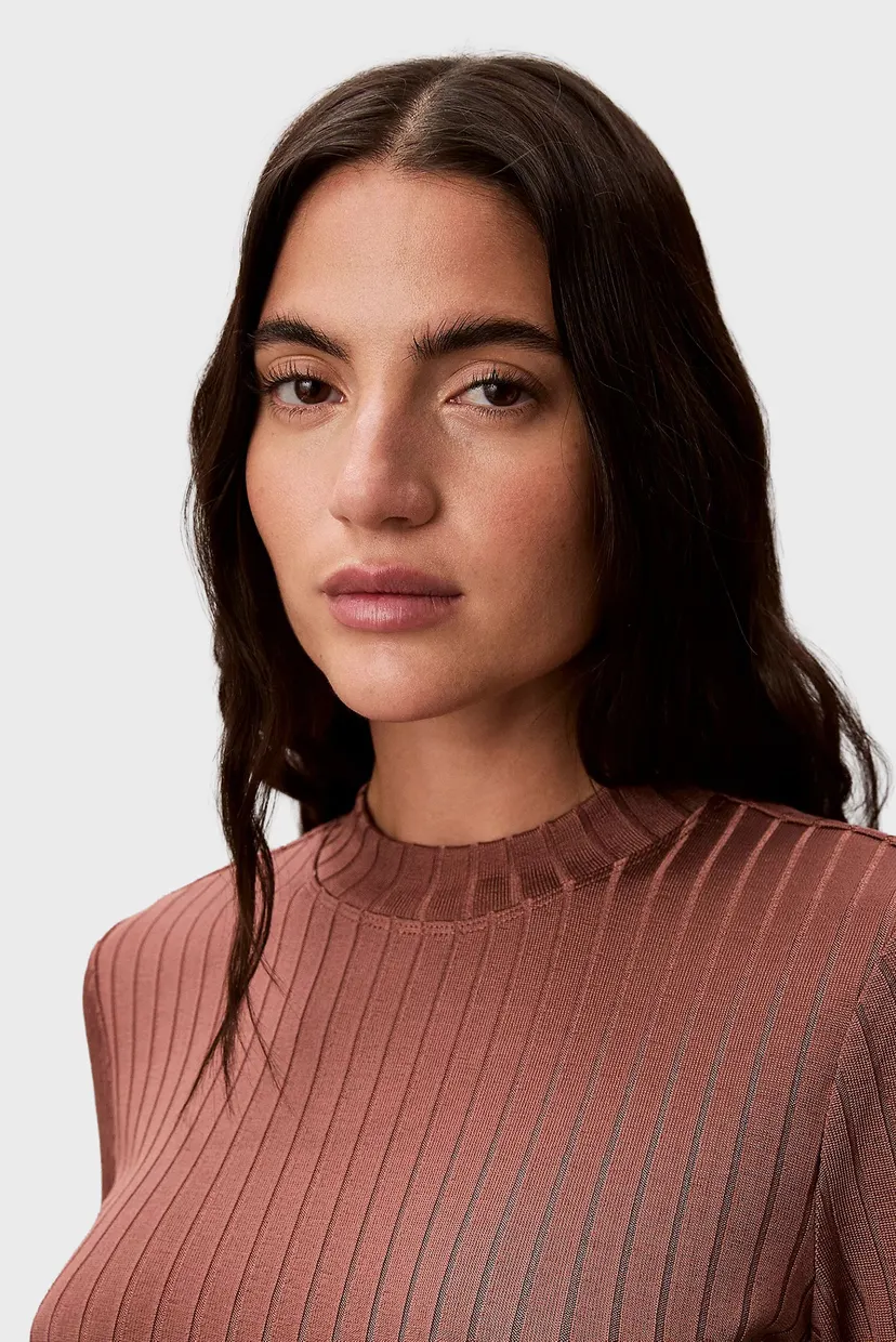Футболка/SS SHINY RIB MOCK NK TOP 5