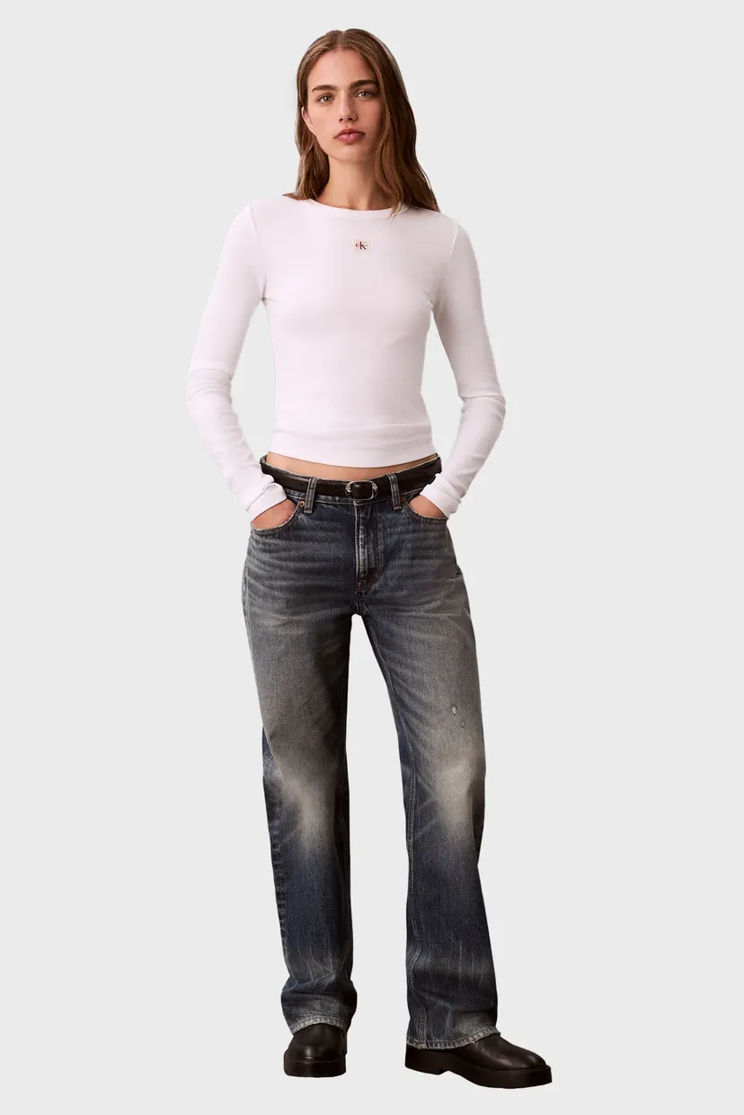 Лонгслив/LS WOVEN LABEL 2X2 RIB CREW TOP 5