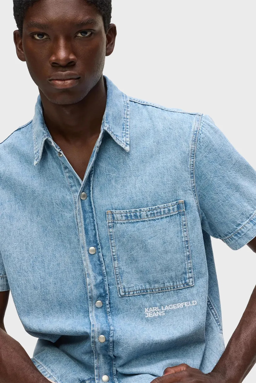 Рубашка с коротким рукавом/KLJ SS REG DENIM SHIRT 4