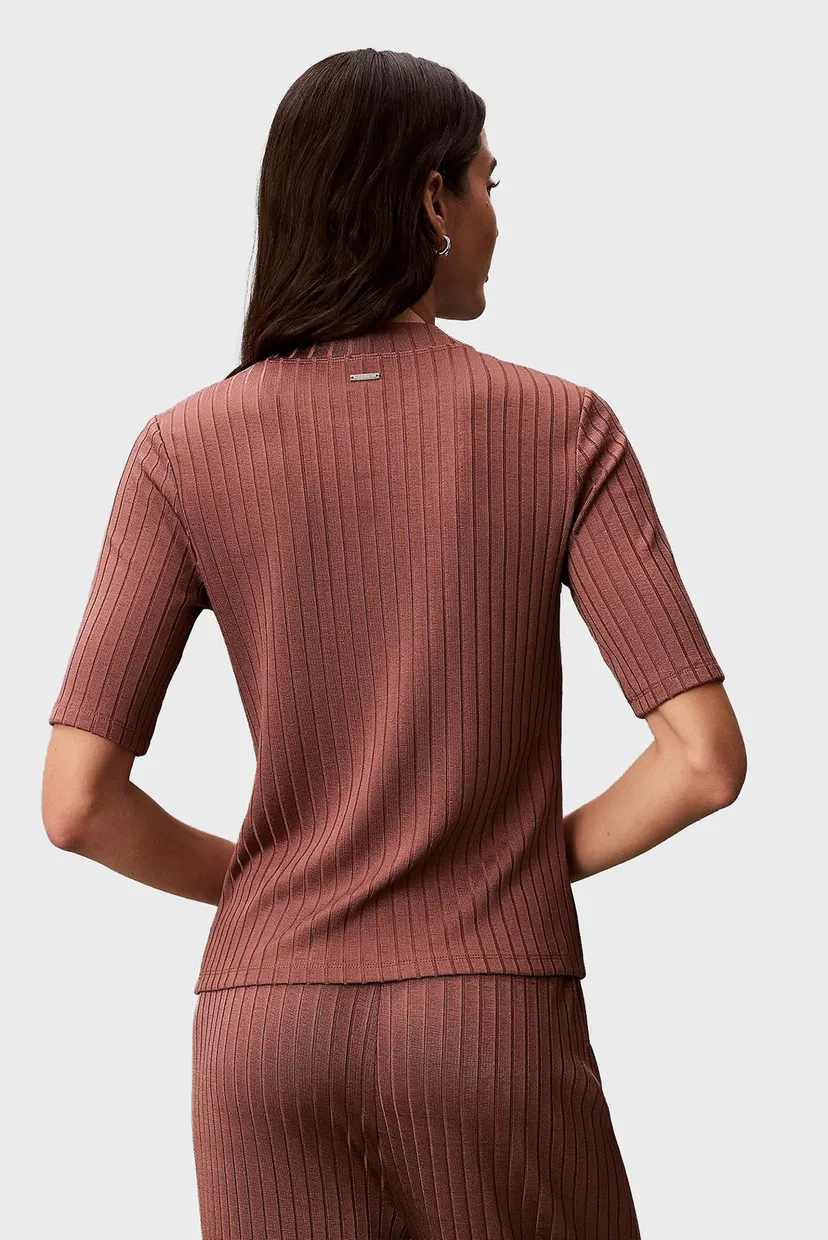 Футболка/SS SHINY RIB MOCK NK TOP 4