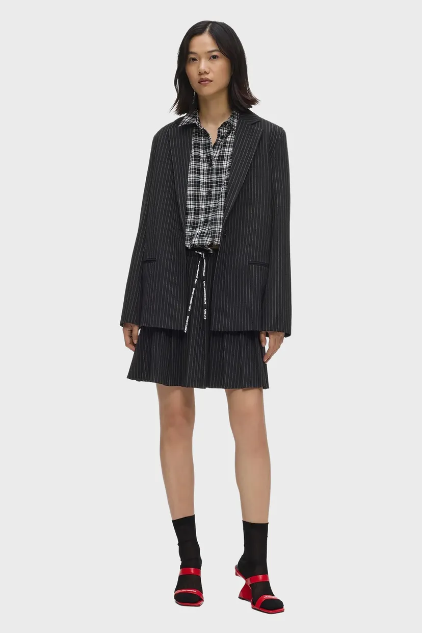 Юбка/klj pinstripe pleated skirt 4