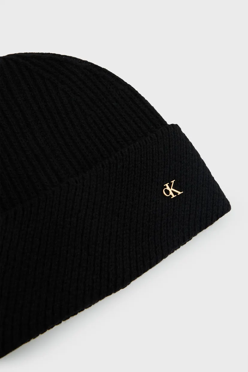 Шапка/CK METAL WOOL SLANTED RIB BEANIE 3