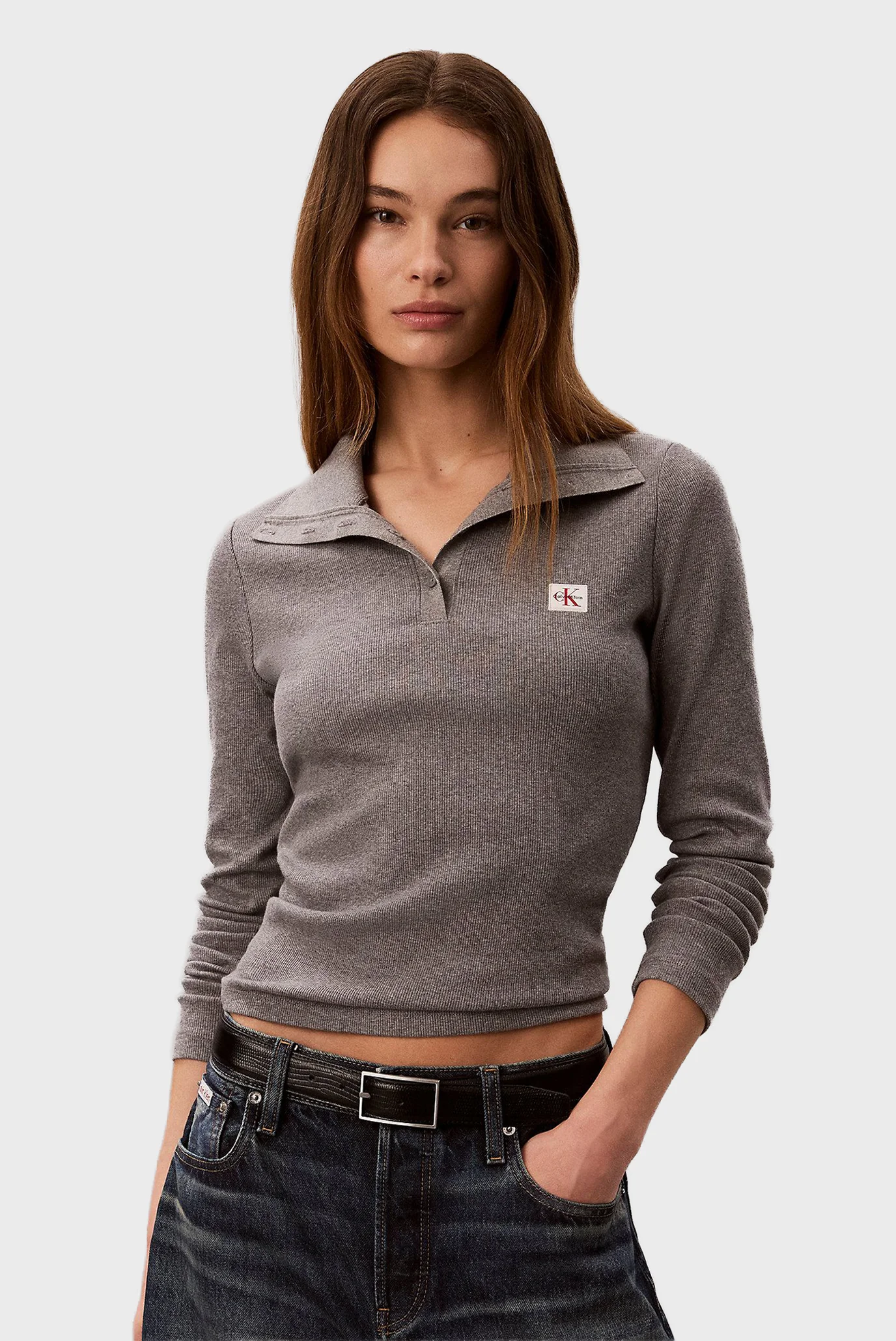 Лонгслив/LS WVN LABEL TNECK HENLEY Calvin Klein
