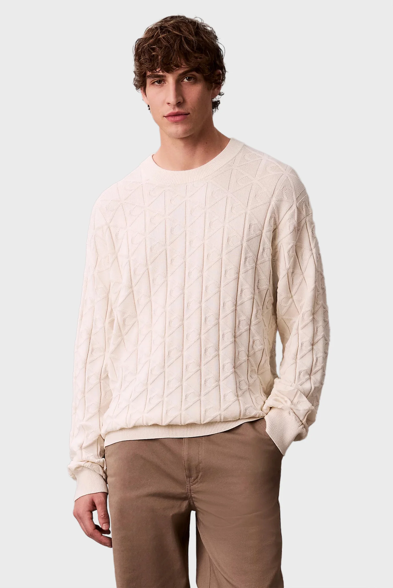 Свитер/LS EASY AOP COTTON CREWNK SWEATE Calvin Klein Jeans