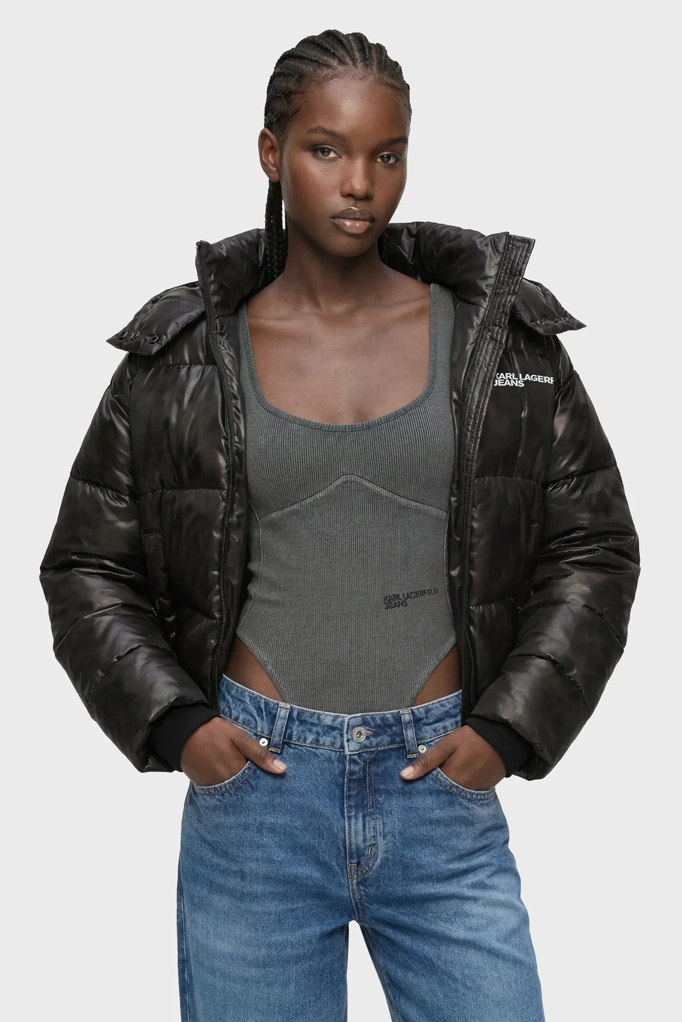 Куртка зимняя/klj cropped shiny puffer Karl Lagerfeld Jeans
