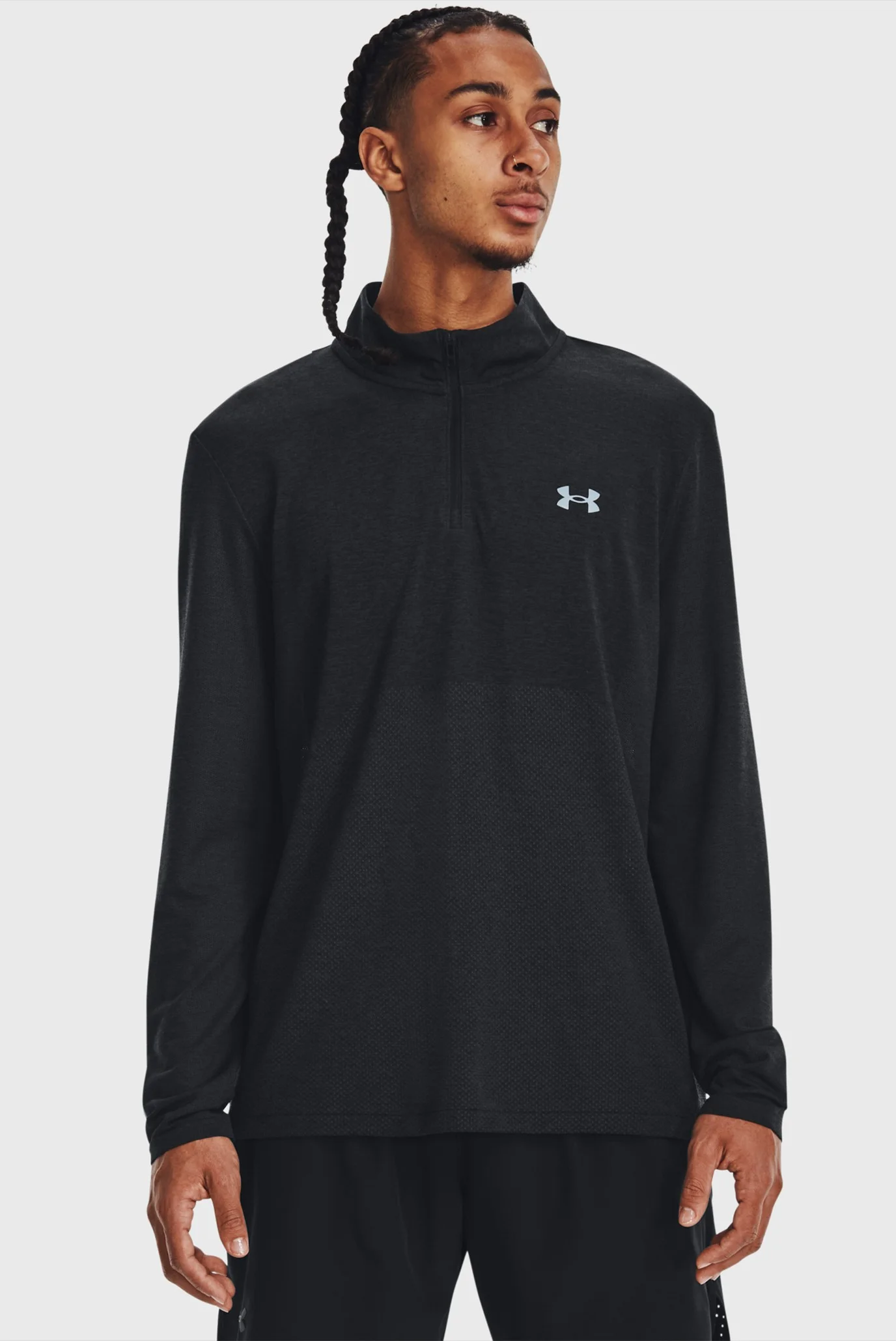 Tricou cu mânecă lungă Negru Pentru bărbați UA SEAMLESS STRIDE 1/4 ZIP Under Armour