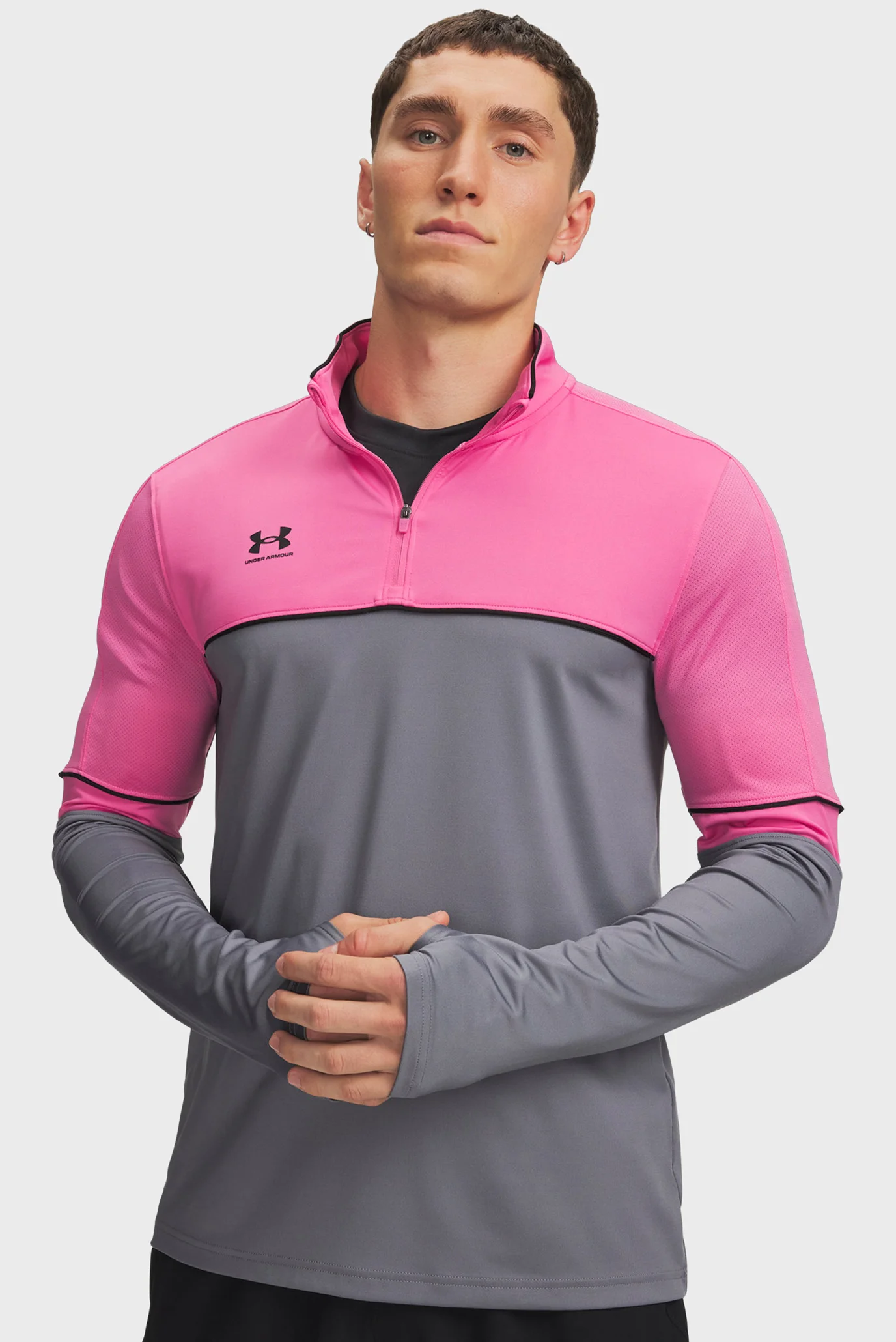 Tricou cu mânecă lungă Gri Pentru bărbați UA M Challenger Training QZ Under Armour
